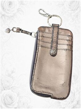 Distressed Brighton Metallic Leather Cardholder Key Wallet